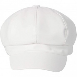 Newsboy Caps Women Newsboy Hat Cap for Ladies Visor Beret Hat - 2b9-pu Leather-white - CX186ZCDKQS $23.77