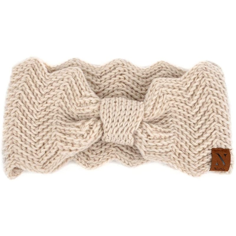 Cold Weather Headbands Winter Ear Bands for Women - Knit & Fleece Lined Head Band Styles - Beige Knotted - CP18A9E4KK6 $18.46