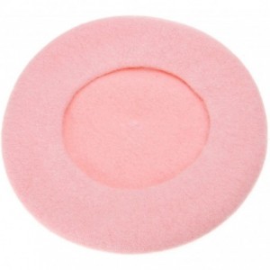 Berets Wool French Beret Hat Solid Color Beret Cap for Women Girls - Pink - CM186794WS7 $28.35