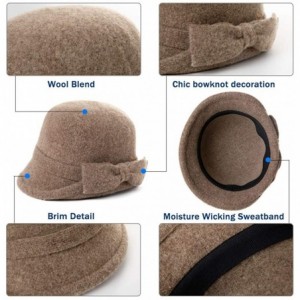 Berets Womens Wool Blend Winter Bucket 1920s Vintage Derby Hat Fedora Round Fall Bowler 55-59cm - 00767-caramel - C118A6042M7...