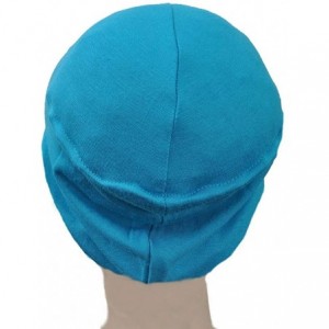 Headbands Hijab Turban Bun Underscarf Chemo Cap Volumizer Hair Loss Cotton Lycra - Deep Sea Blue - CT18CYKYGKQ $47.17