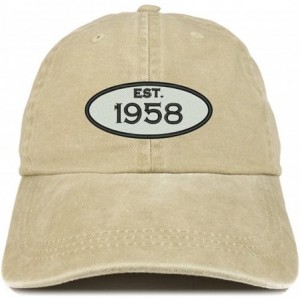 Baseball Caps Established 1958 Embroidered 62nd Birthday Gift Pigment Dyed Washed Cotton Cap - Khaki - CK180MUQ5WE $34.08