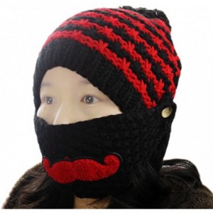 Skullies & Beanies Women's Beard Mustache Knitted Striped PHat Hip Hop Beanie Cap - Knit Black - C611SCFVREF $18.29
