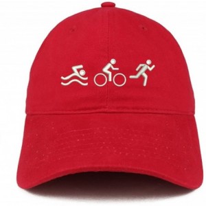 Baseball Caps Triathlon Quality Embroidered Low Profile Brushed Cotton Dad Hat Cap - Red - CQ184YLDK3T $38.17