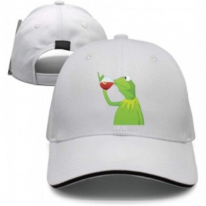 Baseball Caps Kermit The Frog"Sipping Tea" Adjustable Red Strapback Cap - Afunny-green-frog-sipping-tea-15 - CO18ICTGD58 $35.90