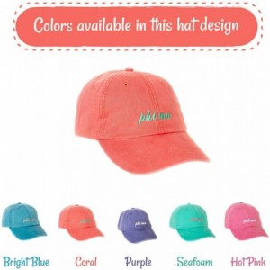 Baseball Caps Phi Mu (N) Baseball Hat Cap Cursive Name Font Adjustable Leather Strap - Coral - CL1895Y0N6D $40.03