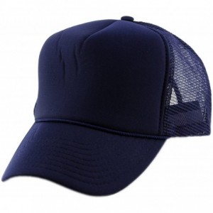 Baseball Caps Blank Mesh Adjustable Snapback Cotton 6-Panel Trucker Hat Cap - Navy - CV11LZX4NI3 $20.26