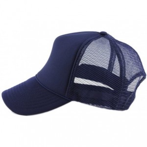 Baseball Caps Blank Mesh Adjustable Snapback Cotton 6-Panel Trucker Hat Cap - Navy - CV11LZX4NI3 $18.38