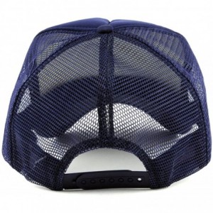 Baseball Caps Blank Mesh Adjustable Snapback Cotton 6-Panel Trucker Hat Cap - Navy - CV11LZX4NI3 $18.38