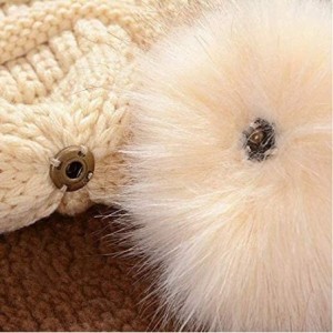 Skullies & Beanies Womens Girls Winter Knit Slouchy Beanie Hat Warm Skull Ski Cap Faux Fur Pom Pom Hats for Women - CF193946G...