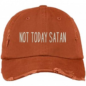 Baseball Caps Not Today Satan Distressed Baseball Cap- Unisex Dad Hat - Burnt Orange - CN18L3OA2YI $33.13