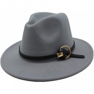 Fedoras Fedoras Hats for Women Men Felt Metal Belt Trilby Hats Wide Brim Adjustable Fedora Jazz Hat Caps - Navy - CQ18NHC8A0L...