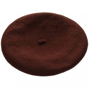Berets Women's Girls Solid Color Hat French Wool Beret - Coffee - CT11YNFAI6F $14.52