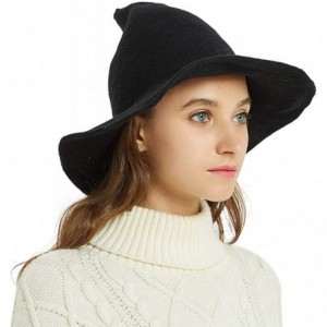 Skullies & Beanies Knitted Wool Hat- Witch Hat for Christmas Cosplay Make up and Daily - Black - CD18YC8SXR3 $31.54