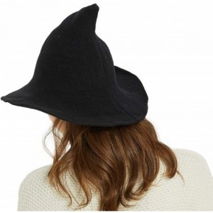 Skullies & Beanies Knitted Wool Hat- Witch Hat for Christmas Cosplay Make up and Daily - Black - CD18YC8SXR3 $27.83