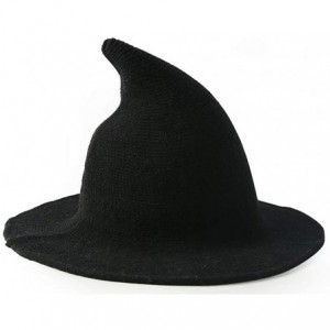 Skullies & Beanies Knitted Wool Hat- Witch Hat for Christmas Cosplay Make up and Daily - Black - CD18YC8SXR3 $27.83