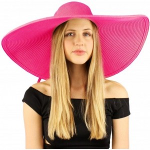 Sun Hats Summer Elegant Derby Big Super Wide Brim 8" Brim Floppy Sun Beach Dress Hat - Fuchsia - CE18ERWIDU5 $65.98