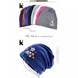 Cold Weather Headbands Spring And Autumn Solid Color Cap Ladies Rhinestone Pearl Flower Cap - CC18I50XKUI $57.90