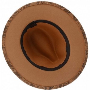 Fedoras Womens Wool Felt Snakeskin Fedora Hats Wide Brim Trilby Panama Hat with Band - Brown - C01942L6K7X $19.00