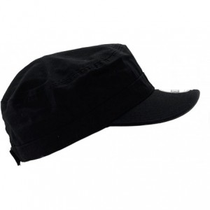 Baseball Caps Fashionable Solid Color Unisex Adjustable Strap Cadet Cap - Black - CB11KMUV8VZ $18.97