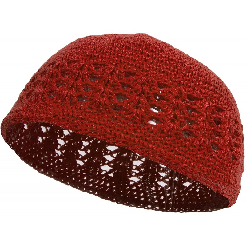 Skullies & Beanies Knitted Head Beanie Hand Crocheted - Red - C7111HRXM8T $20.95
