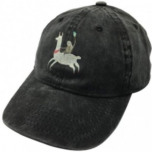Baseball Caps Men's & Women's Baseball Cap Vintage Washed Adjustable Funny Dad Hat - Sloth Riding Llama - Black - CK1963XMYQS...