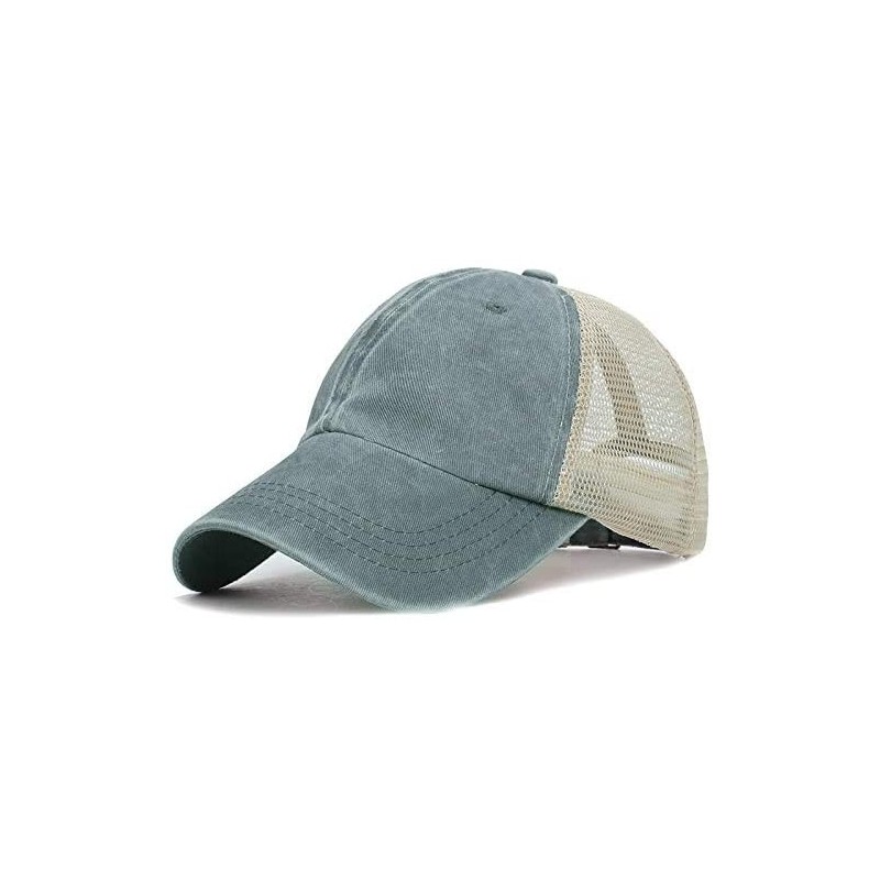 Baseball Caps Vintage Distressed Trucker Hat Mesh Adjustable Baseball Cap Unisex Headwear - Grey - C818RT8HL8R $17.89