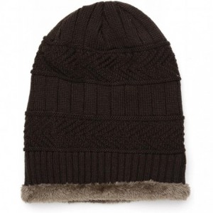 Skullies & Beanies Women Men Fashion Fleece Contrast Color Beanie Knitted Warm Winter Hats & Caps - Coffee - CF18Z59SY9E $46.29