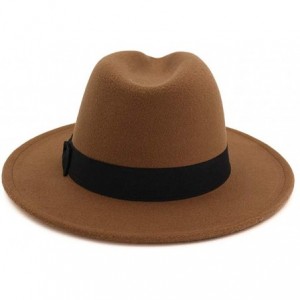 Fedoras Retro Kid Child Vintage 100% Wool Wide Brim Cap Fedora Panama Jazz Bowler Hat Black Ribbon Band (54cm/Adjust) - C618Q...