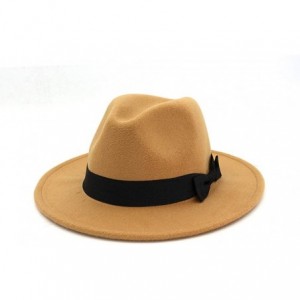 Fedoras Retro Kid Child Vintage 100% Wool Wide Brim Cap Fedora Panama Jazz Bowler Hat Black Ribbon Band (54cm/Adjust) - C618Q...