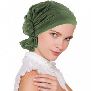 Skullies & Beanies The Abbey Cap in Ruffle Fabric Chemo Caps Cancer Hats for Women - 06- Ruffle Olive Green - CR117JKPM59 $51.66