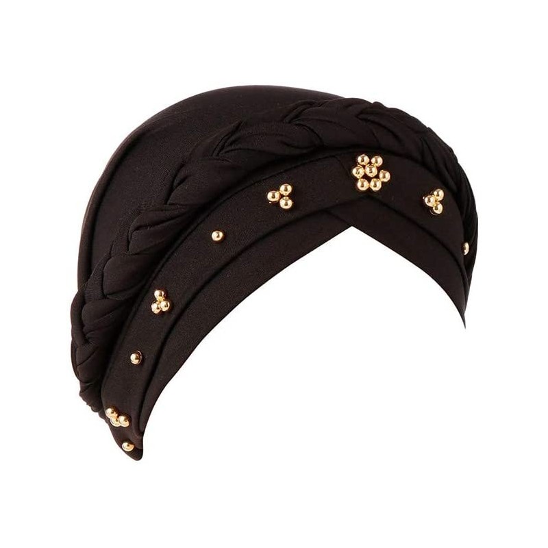 Skullies & Beanies Summer Ruffle Diamond Headscarf - Black - CH18QZG7IM4 $19.37
