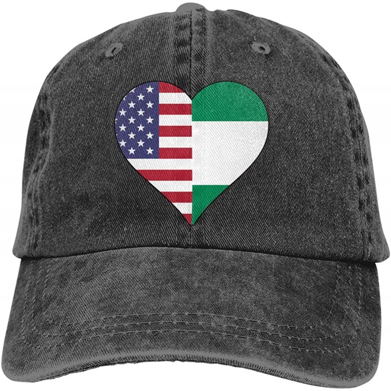 Baseball Caps Half Nigerian Flag Half USA Flag Love Heart Unisex Vintage Jeans Adjustable Baseball Cap - Black - CM1924YC2MH ...