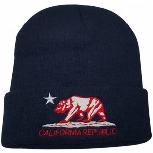 Skullies & Beanies Unisex California Republic Bear Cuffed Beanie Knit Hat Cap (One Size-) - Navy/ White Red - C5186UTGZQ4 $18.40