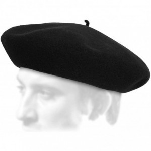 Newsboy Caps VRAI Basque Leather French Beret Basque- Traditional Water Repellent - Noir - CT185LN3OX8 $78.91