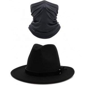 Fedoras Women Men's Belt Buckle Fedora Hat Wide Brim Panama Hats - A Belt Hat+balaclava - CJ18XMCZ545 $25.84