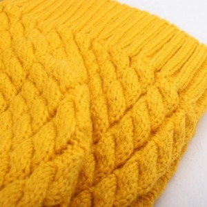 Sun Hats Winter Beanie for Women Warm Knit Bobble Skull Cap Big Fur Pom Pom Hats for Women - 10 Yellow - CT18UAS8IOD $26.49