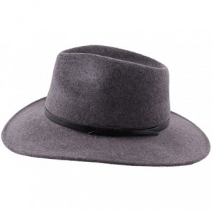 Fedoras Classique Large Wool Felt Fedora Hat Packable Water Repellent Wide Brim - Gris-fonce-chine - CR187NLOGWE $88.42