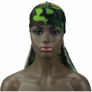 Skullies & Beanies Unique Style Men-s Camo Durag 360- 540-720 Waves Extra Long Tail Wide Straps Silky Du-RAG - Green-3 - CF18...