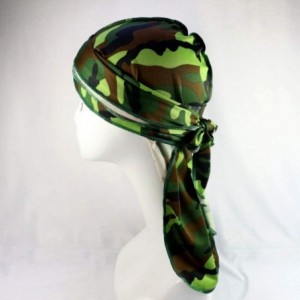 Skullies & Beanies Unique Style Men-s Camo Durag 360- 540-720 Waves Extra Long Tail Wide Straps Silky Du-RAG - Green-3 - CF18...