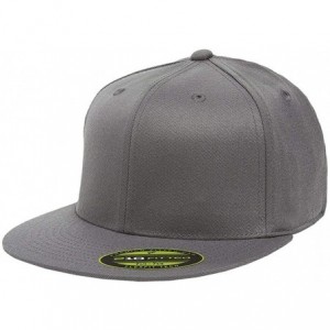 Baseball Caps Flexfit Premium 210 Fitted Flat Brim Baseball Hat - Dark Gray - CZ18TWL6XLD $31.66