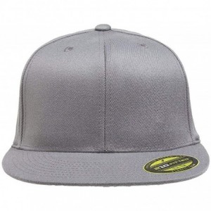Baseball Caps Flexfit Premium 210 Fitted Flat Brim Baseball Hat - Dark Gray - CZ18TWL6XLD $31.66