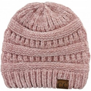 Skullies & Beanies Women's Chenille Soft Warm Thick Knit Beanie Cap Hat - Rose - CG18IQH9DQX $32.04