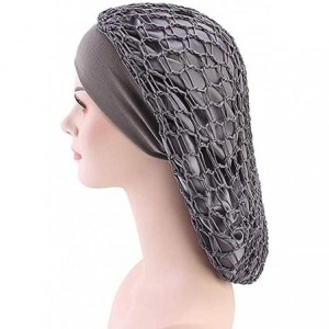 Skullies & Beanies Net Night Sleep Cap Hat Crocheted Slouchy Bonnet-Wide Band-Double Layered-Snood Hair - Grey - CL18L88OC4X ...