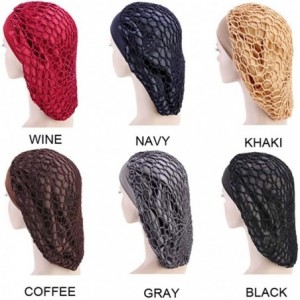 Skullies & Beanies Net Night Sleep Cap Hat Crocheted Slouchy Bonnet-Wide Band-Double Layered-Snood Hair - Grey - CL18L88OC4X ...