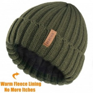 Skullies & Beanies Knit Beanie Hats for Women Men Double Layer Fleece Lined Chunky Winter Hat - Z-black/Pine Green 2pcs - CD1...