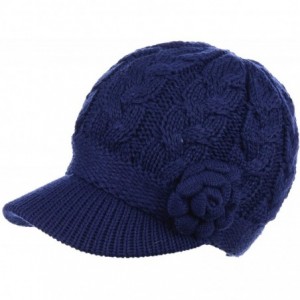 Newsboy Caps Womens Winter Chic Cable Warm Fleece Lined Crochet Knit Hat W/Visor Newsboy Cabbie Cap - C318KL69COT $37.50