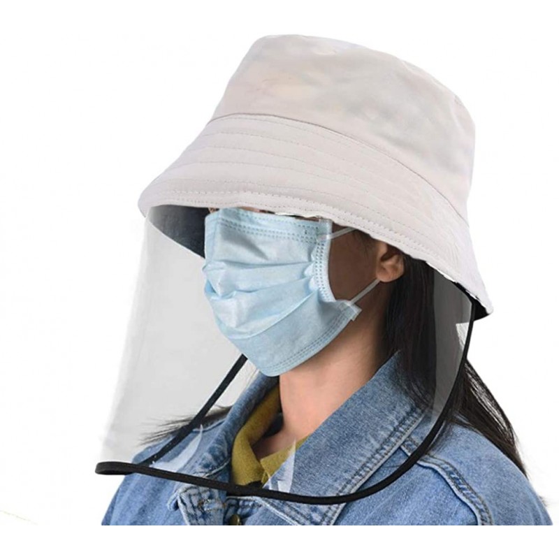 Sun Hats Women Anti-Saliva Bucket Hat Detachable 100% Cotton Dustproof Sun Hat for Unisex Adult - Beige - CY199GEKCYM $24.55