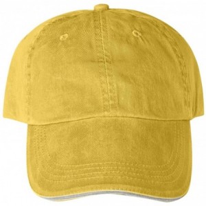 Baseball Caps Solid Low-Profile Sandwich Trim Pigment-Dyed Twill Cap (166) - Sunshine - CM113MH7477 $18.36