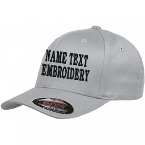 Baseball Caps Custom Embroidery Hat Flexfit 6277 Personalized Text Embroidered Fitted Size Cap - Silver - CU180UMHKIU $39.70